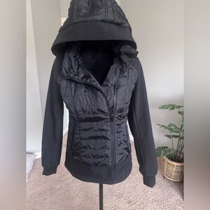 Sebby Women's Black jacket with hood. Size small black